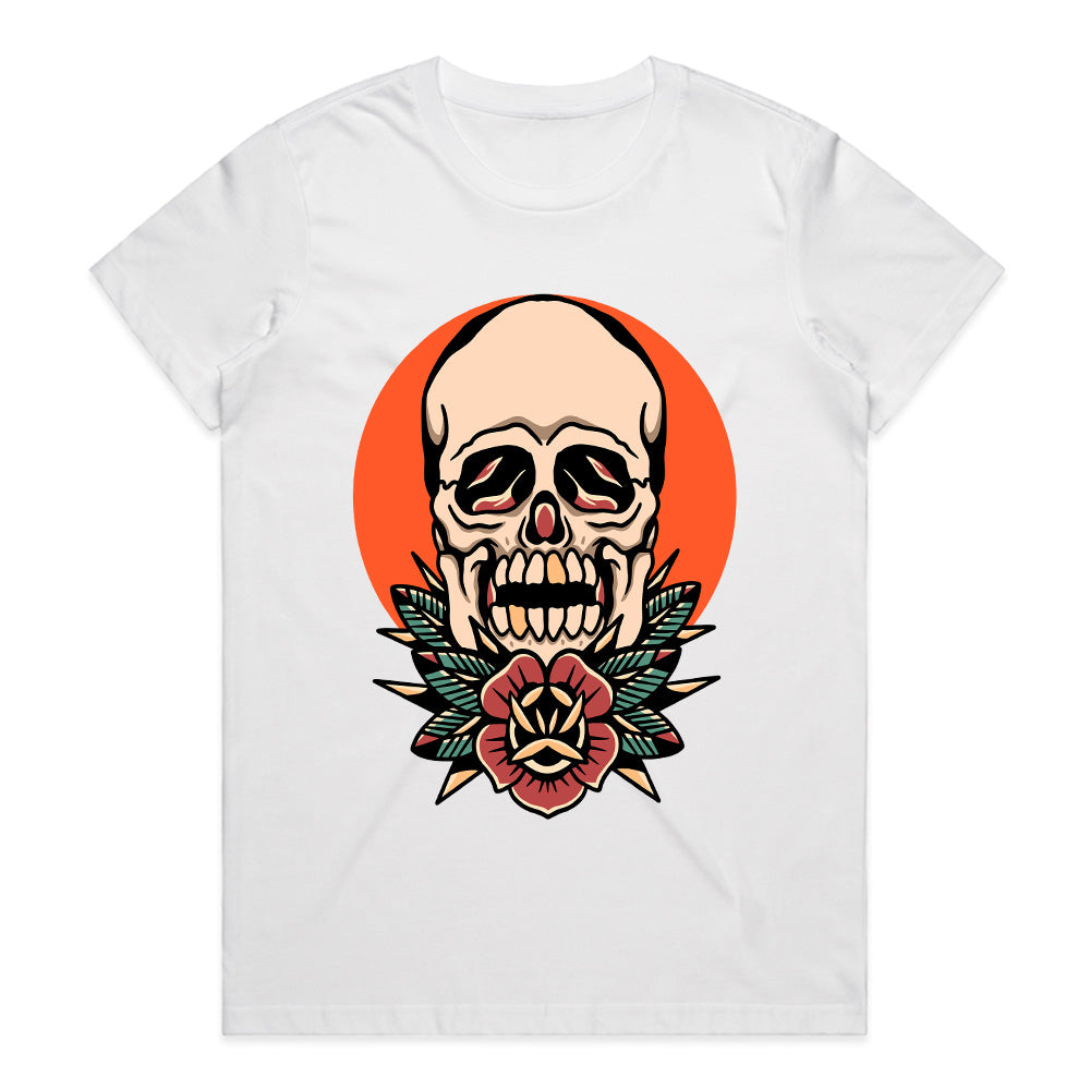 Crimson Bloom: Skull & Rose Fusion Tee