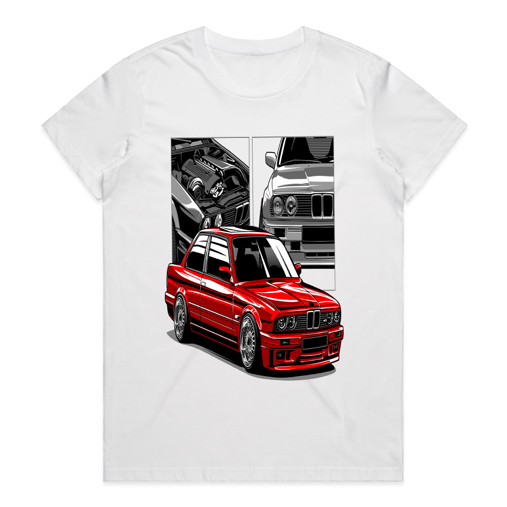 Red Legend E30 M3 Tribute T-Shirt – Iconic Classic Car Art Tee