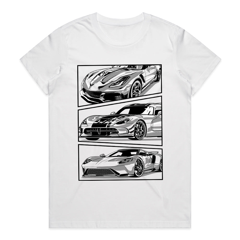 American Supercar Trio — Corvette & GT Performance T-Shirt
