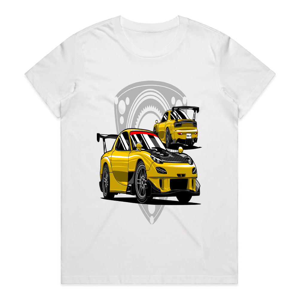 Yellow Turbo RX7 Legends – JDM Rotary Power T-Shirt