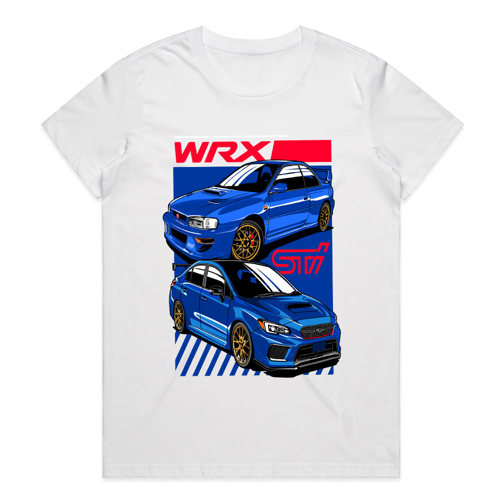 Subaru WRX STI Evolution T-Shirt – Rally Icon Then & Now Tee