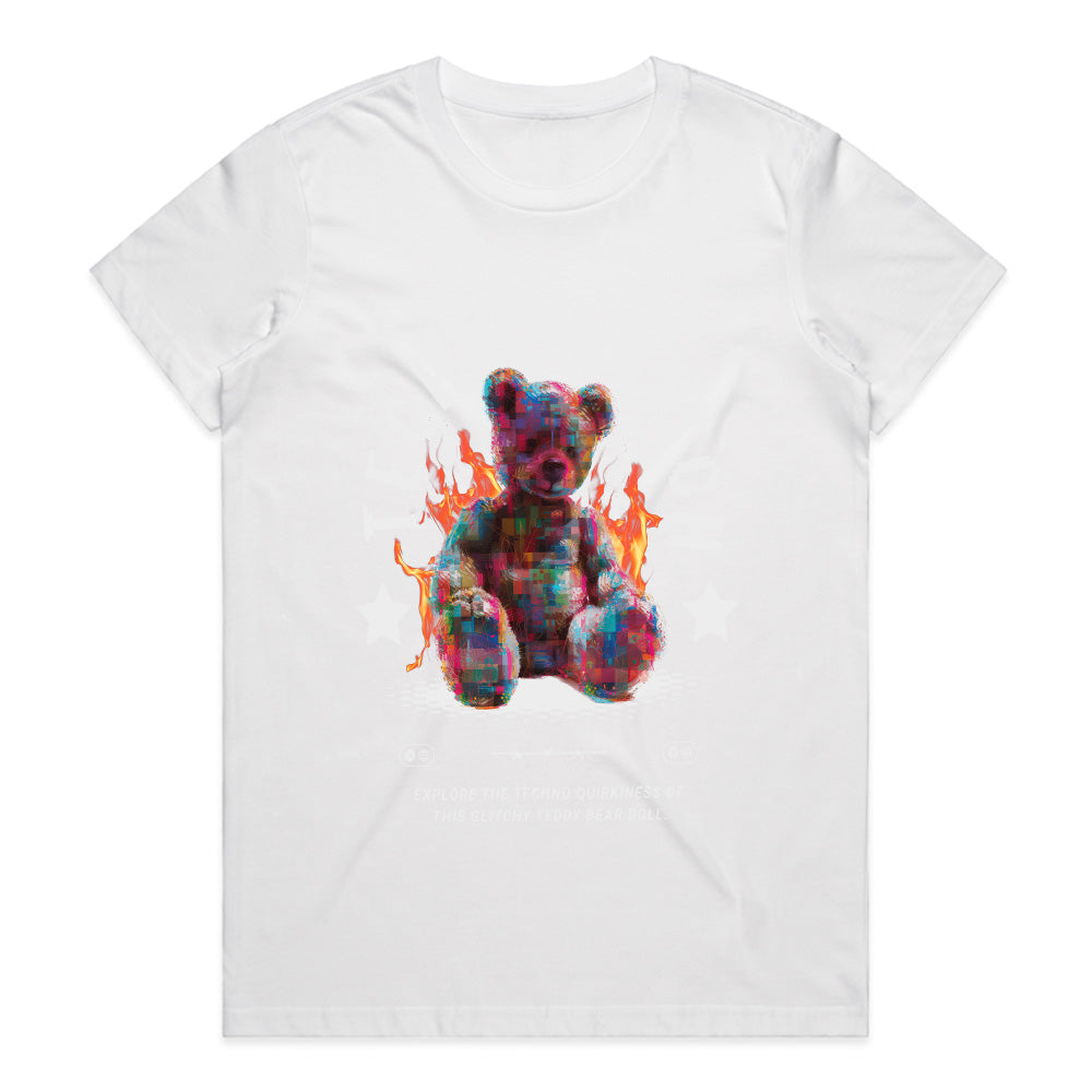 Techno Glitch: Pixel Burn Teddy Tee