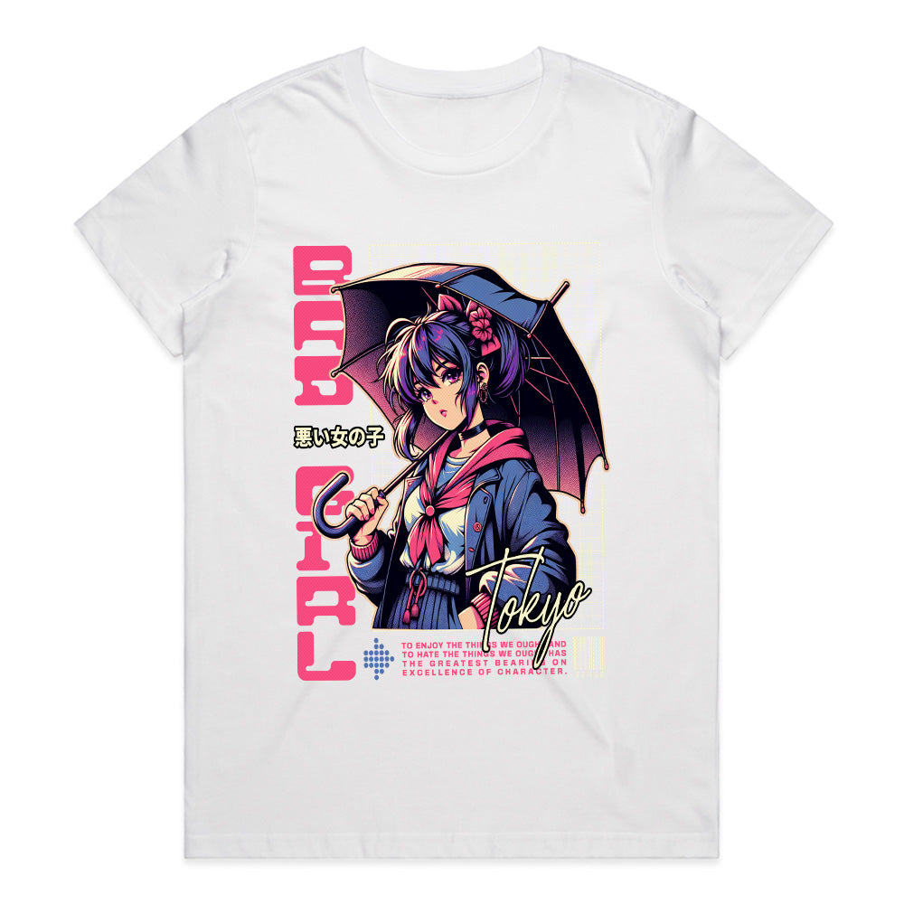 Tokyo Bad Girl: Neon Rebel Aesthetic Tee