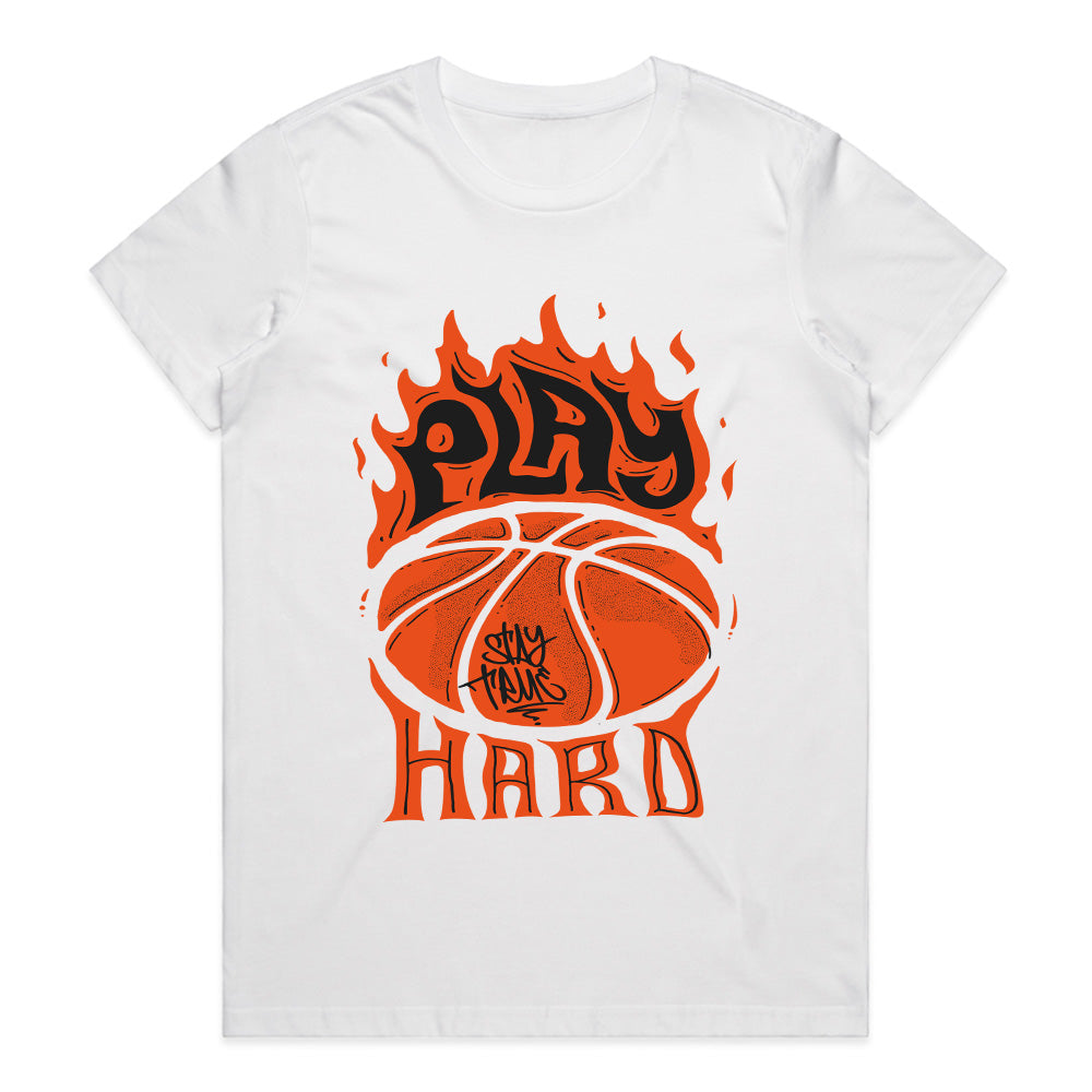 Fire Court: Play Hard Basketball Tee