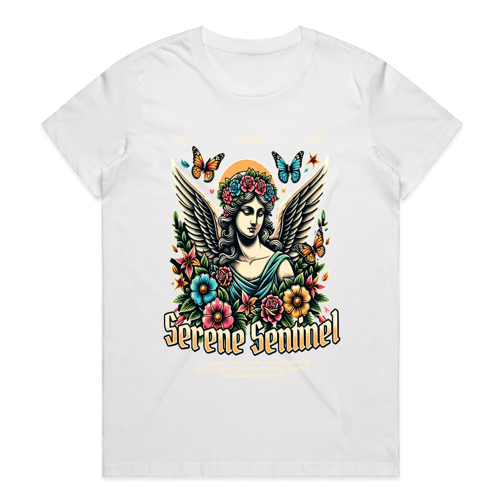 Serene Sentinel: Floral Guardian Tee