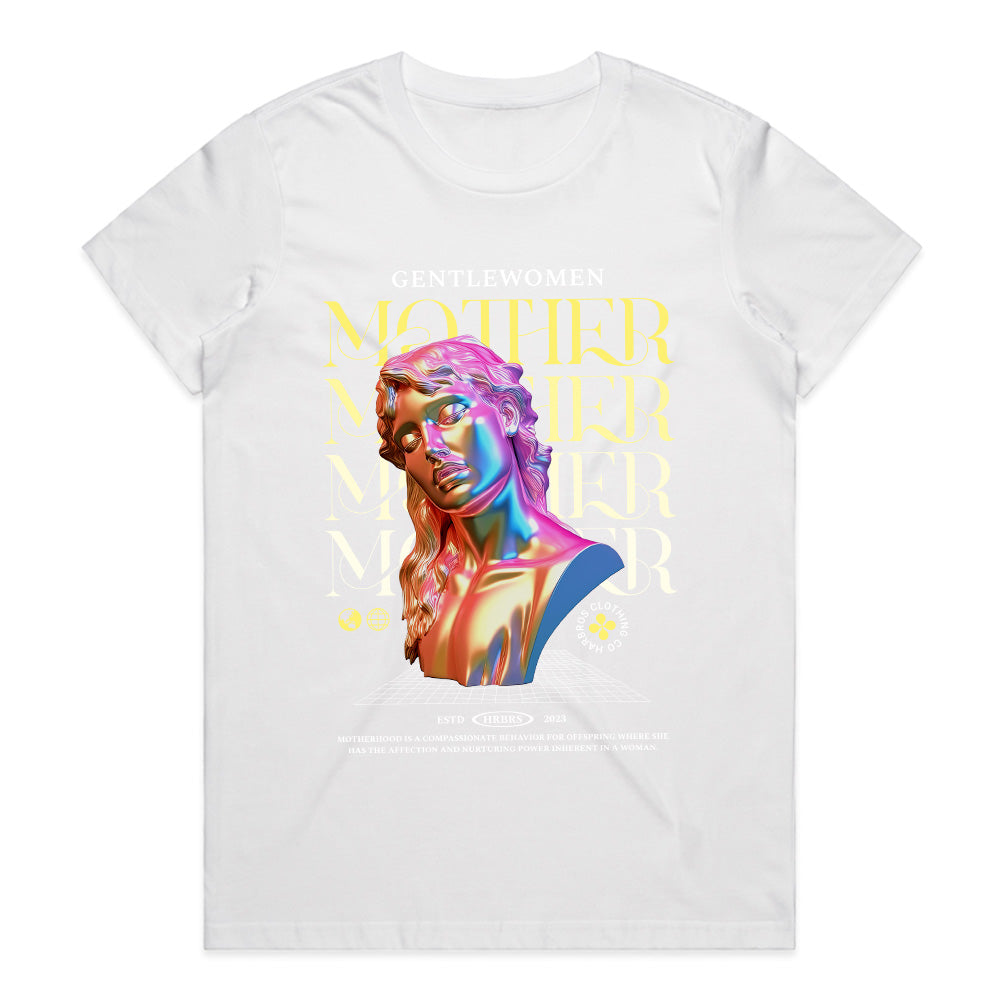 Ethereal Matriarch: Chromatic Goddess Motherhood Tee