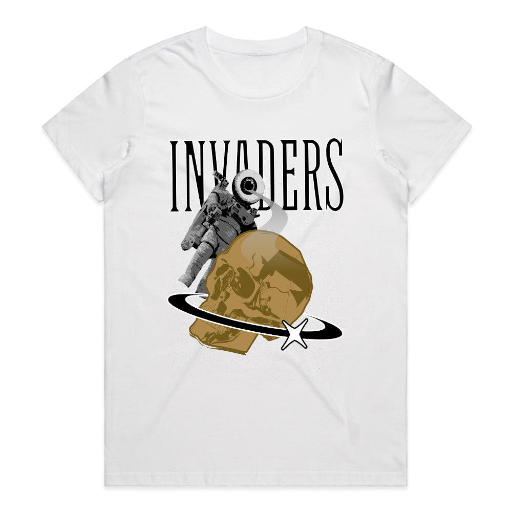 Cosmic Intruders: Invaders Astronaut Skull Tee