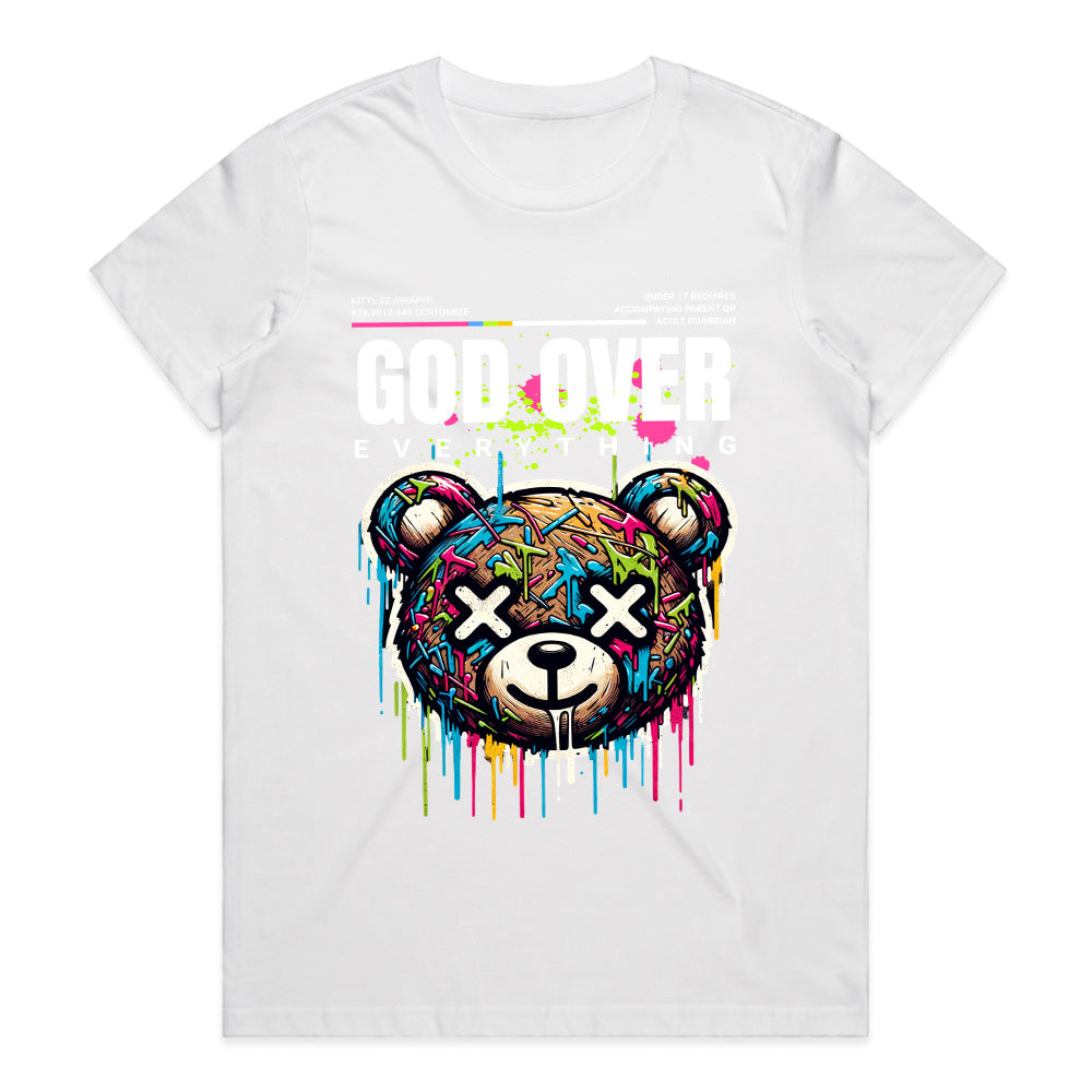 Divine Drip: God Over Everything Graffiti Bear Tee