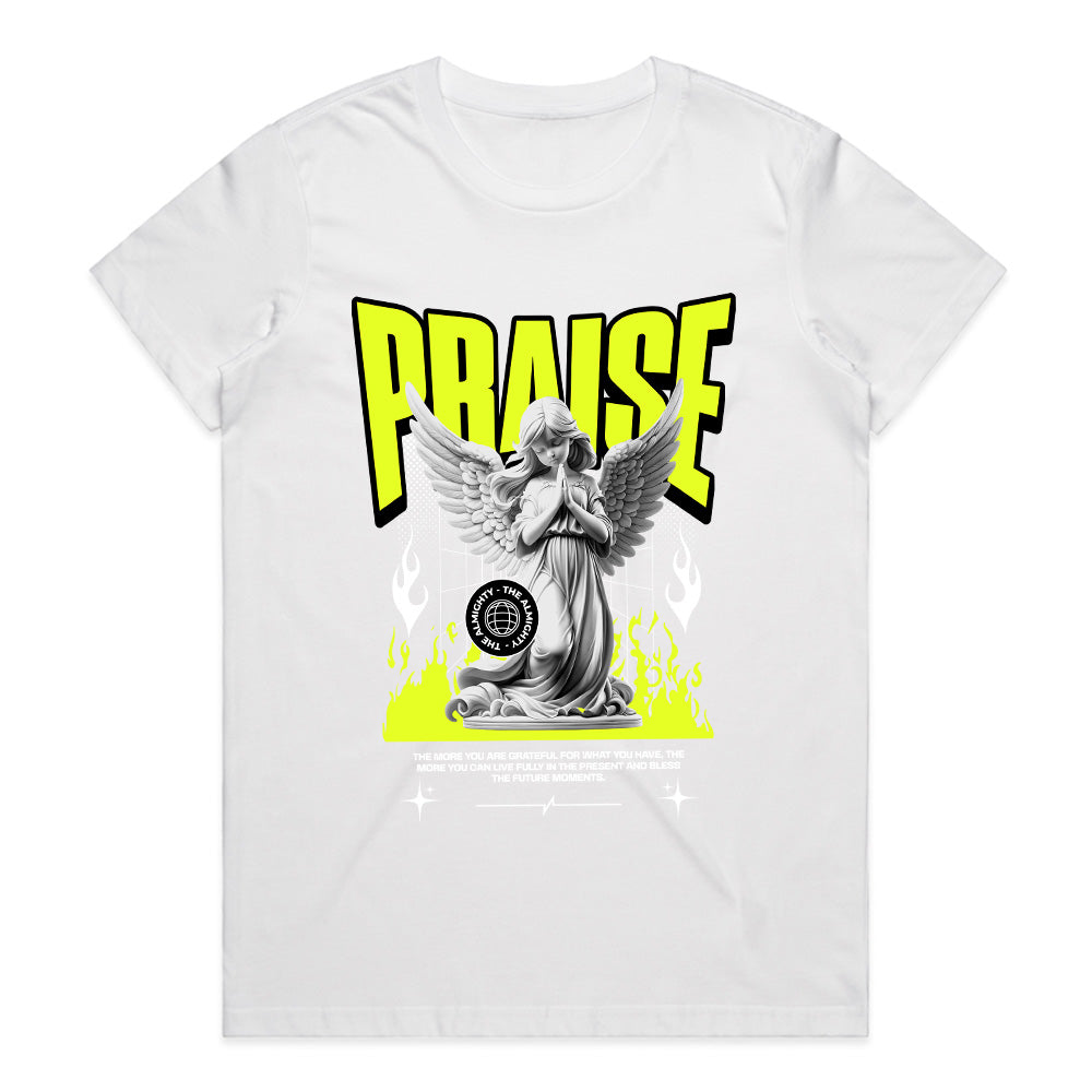 Celestial Reverence: Neon Praise Angel Tee
