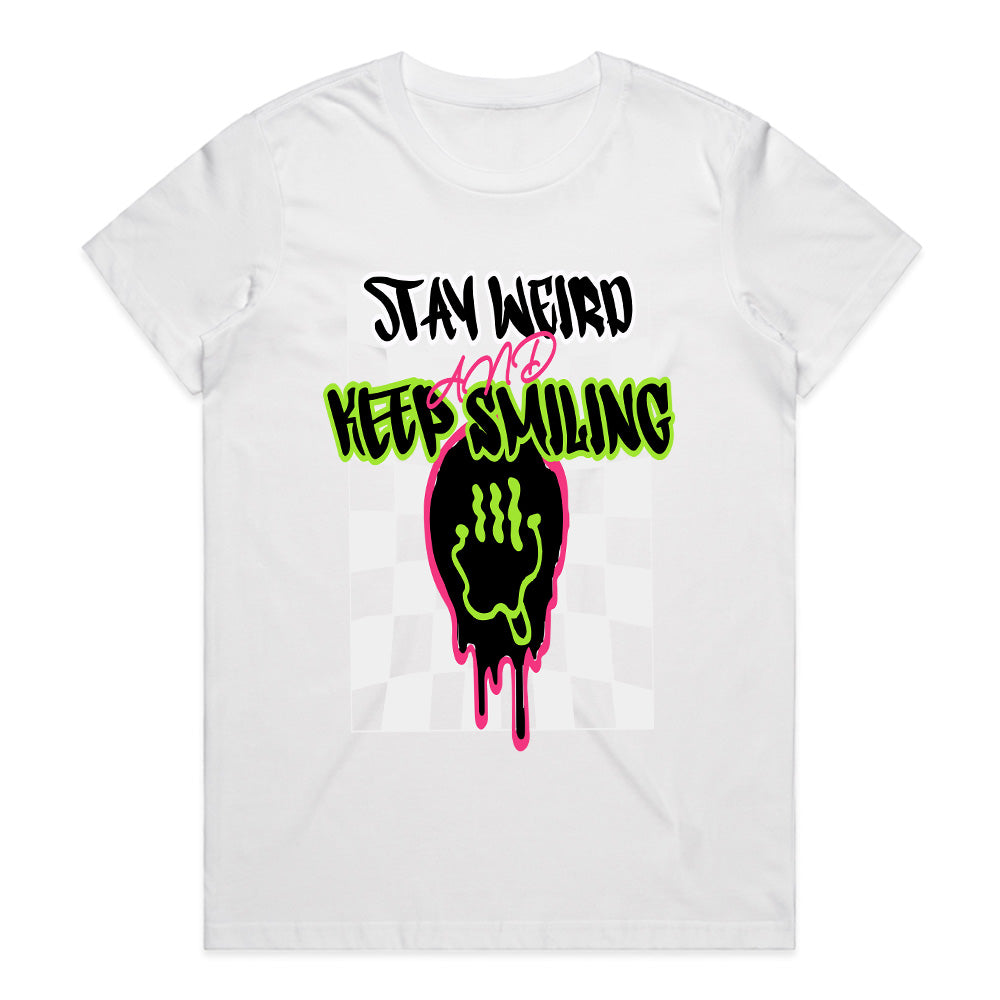 Stay Weird & Keep Smiling Neon Drip Tee