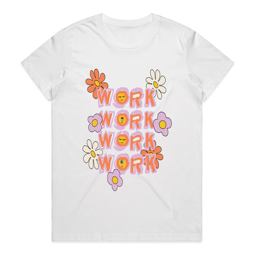Flower Power Grind: Work with a Smile Tee