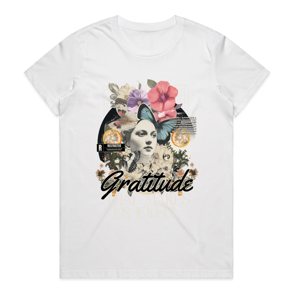 Gratitude Bloom: Joyful Mind Collage Tee
