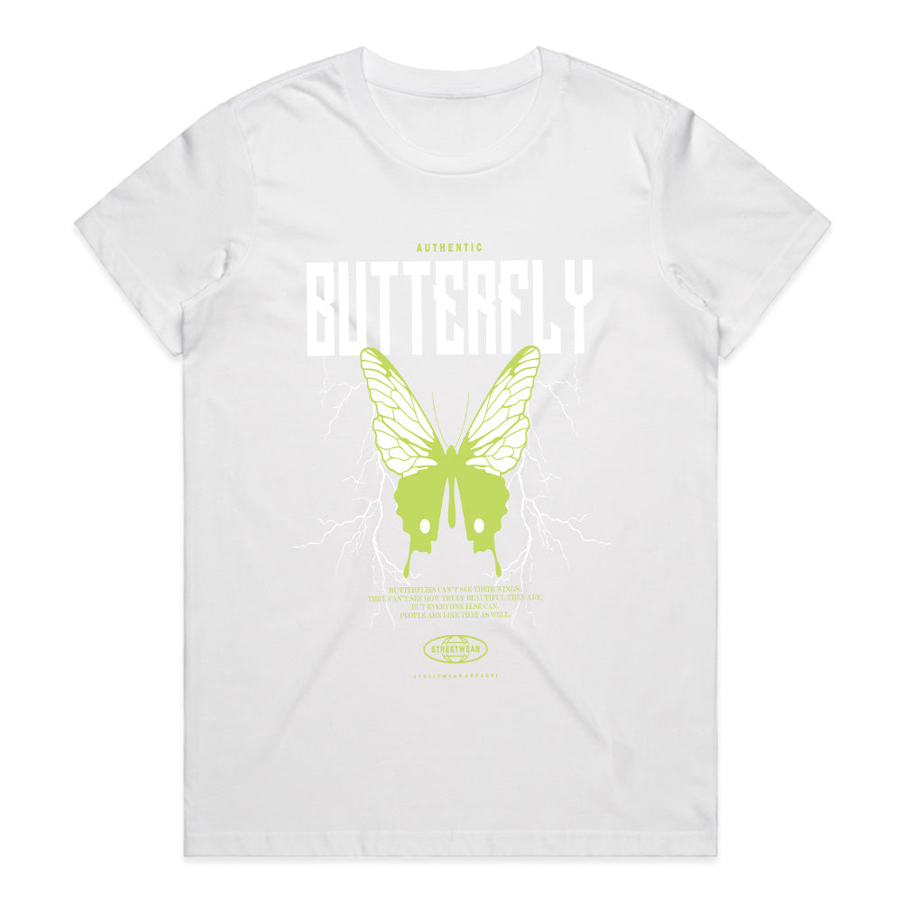Electric Metamorphosis: Authentic Butterfly Streetwear Tee