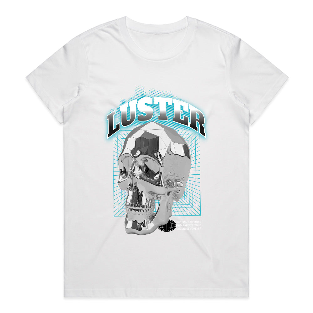 Neon Luster: Chrome Skull Brilliance Tee
