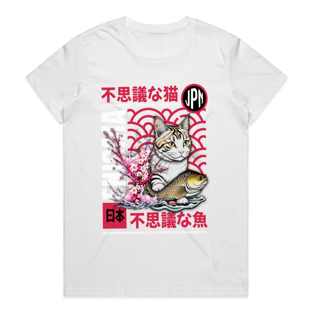 Mystic Whiskers: Japanese Enigma Cat Tee