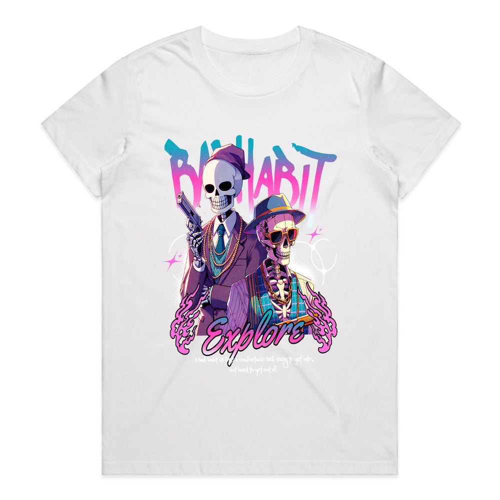 Vice Voyage: Neon Skeleton Bad Habit Tee
