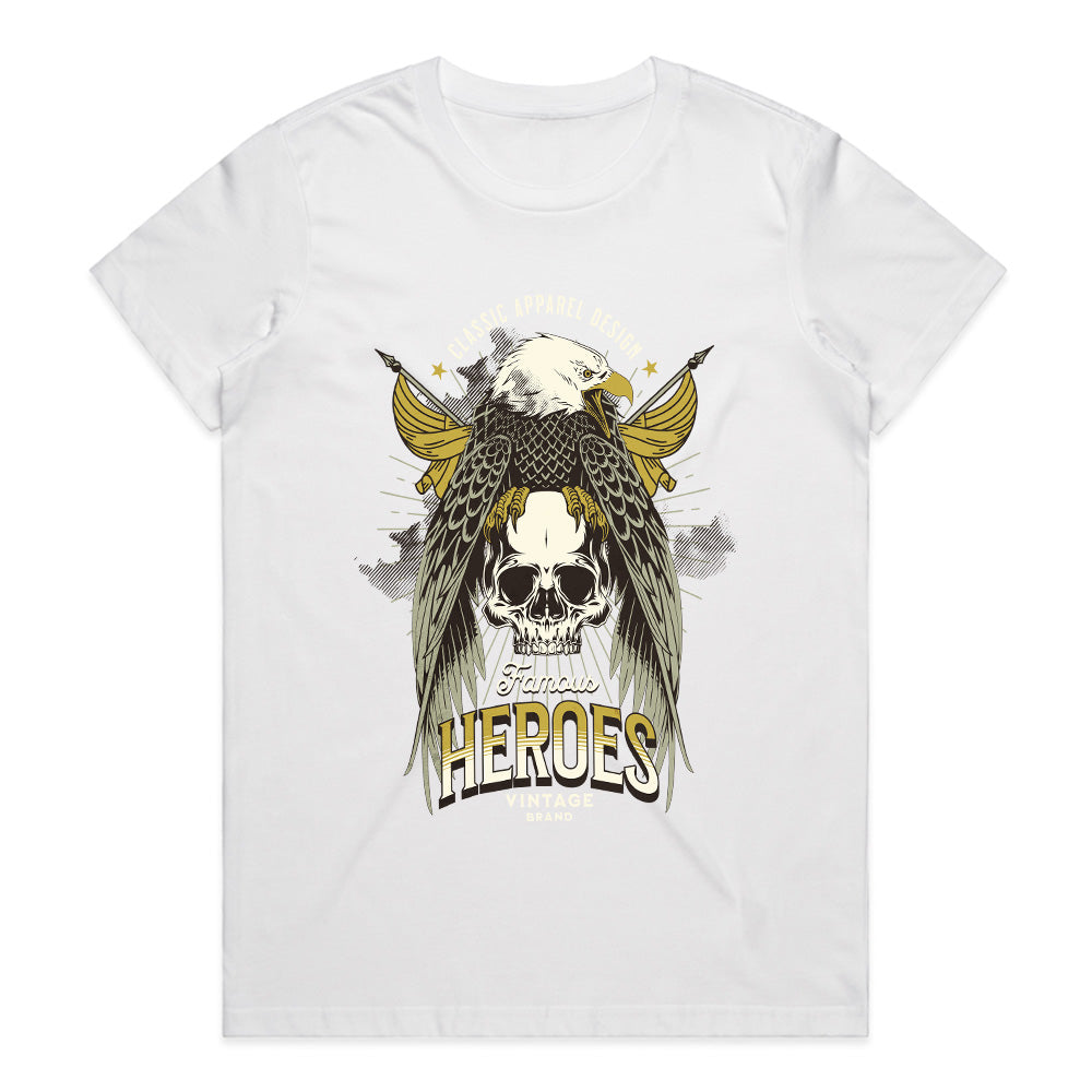 Famous Heroes Vintage Eagle & Skull T-Shirt – Classic Bold Design