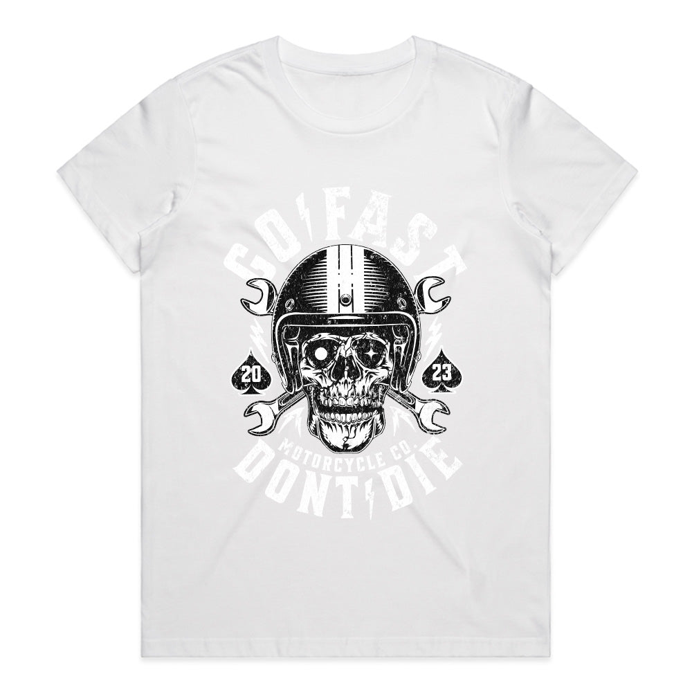 Go Fast, Don’t Die – Hardcore Biker Skull T-Shirt