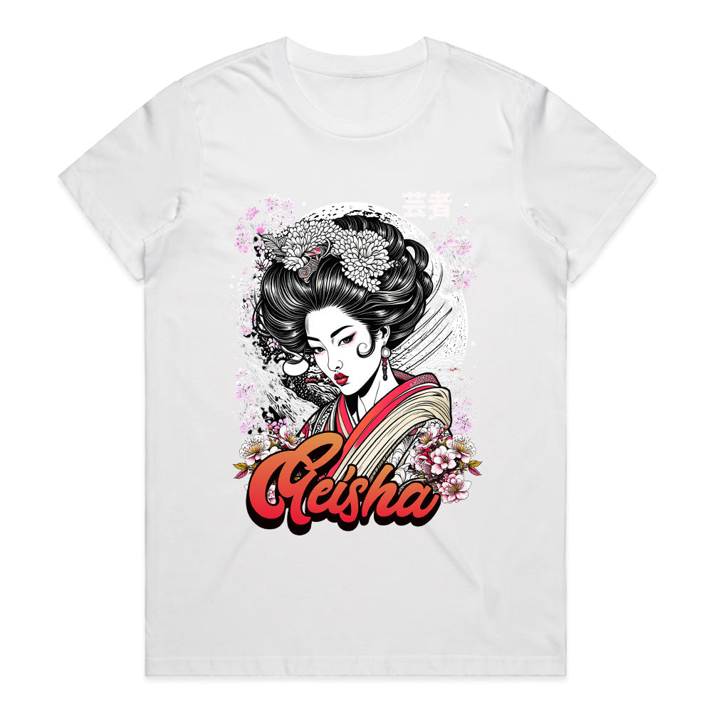 Moonlit Elegance: Geisha Blossom Art Tee
