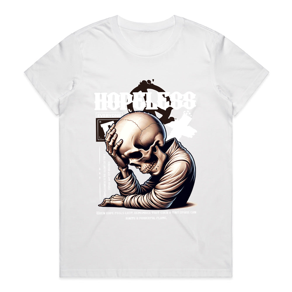 Echoes of Resilience: 'Hopeless' Skull Reflection Tee