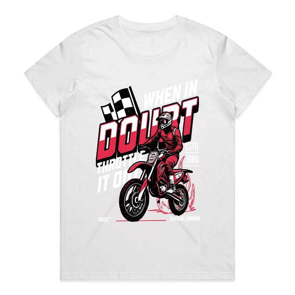 When in Doubt, Throttle It Out – Motocross Racing T-Shirt