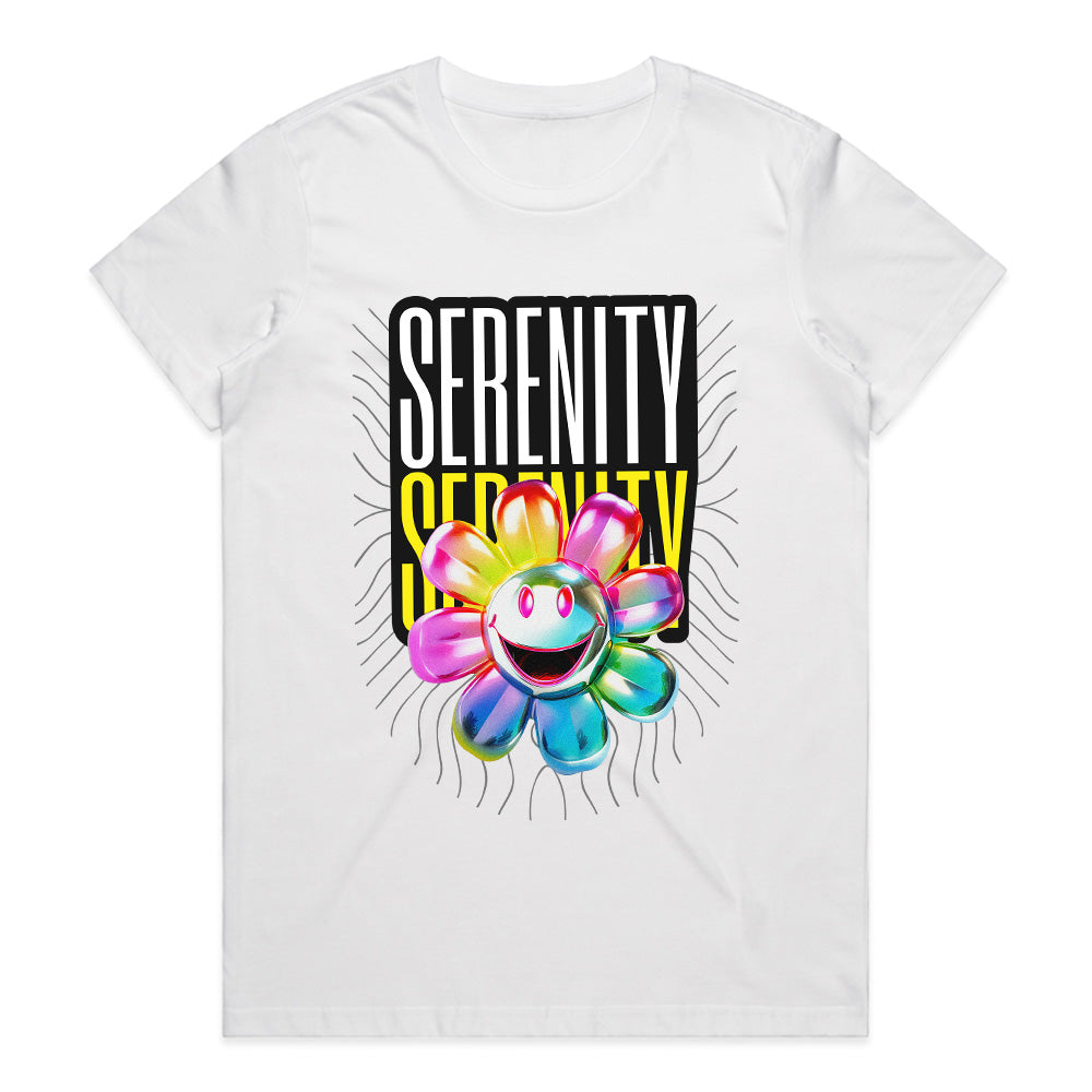 Serenity Bloom: Neon Smiley Flower Tee