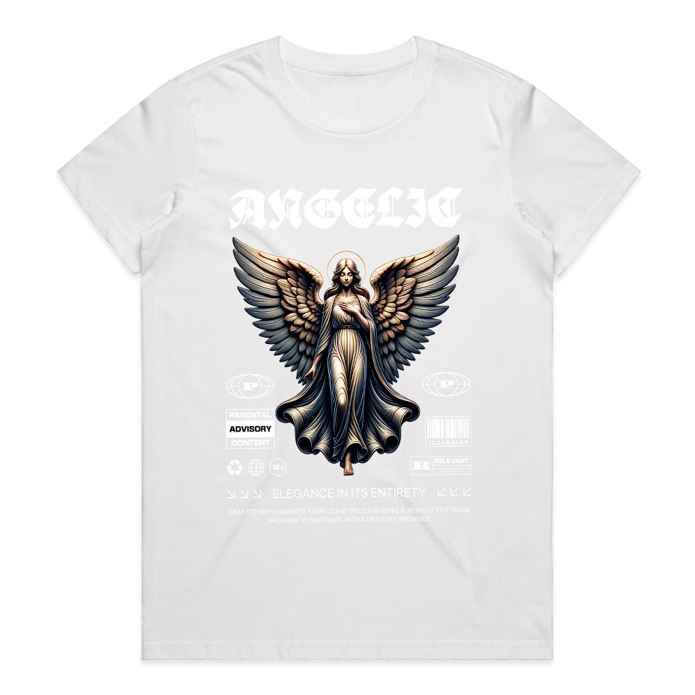 Celestial Vogue: Angelic Elegance Tee