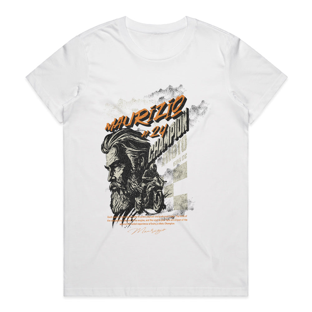 Maurizio Moto Champion T-Shirt – Speed, Legacy, and Glory