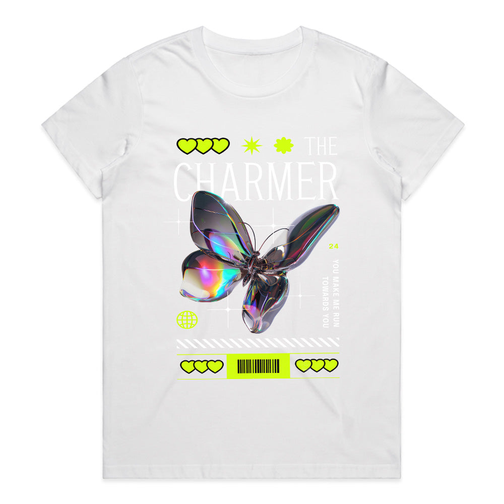 The Charmer: Holographic Butterfly Vibe Tee