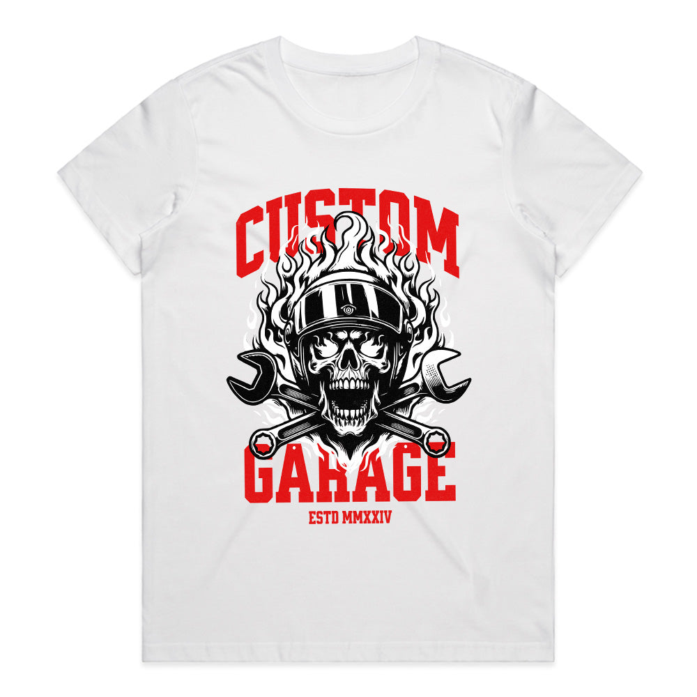 Custom Garage Biker T-Shirt – Built for Speed, Forged in Fire