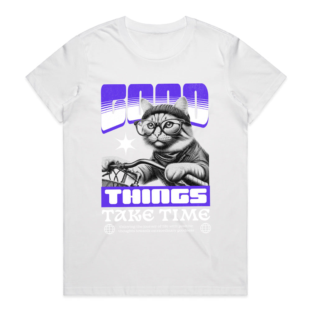 Good Things Take Time: Chill Cat Vibes Tee