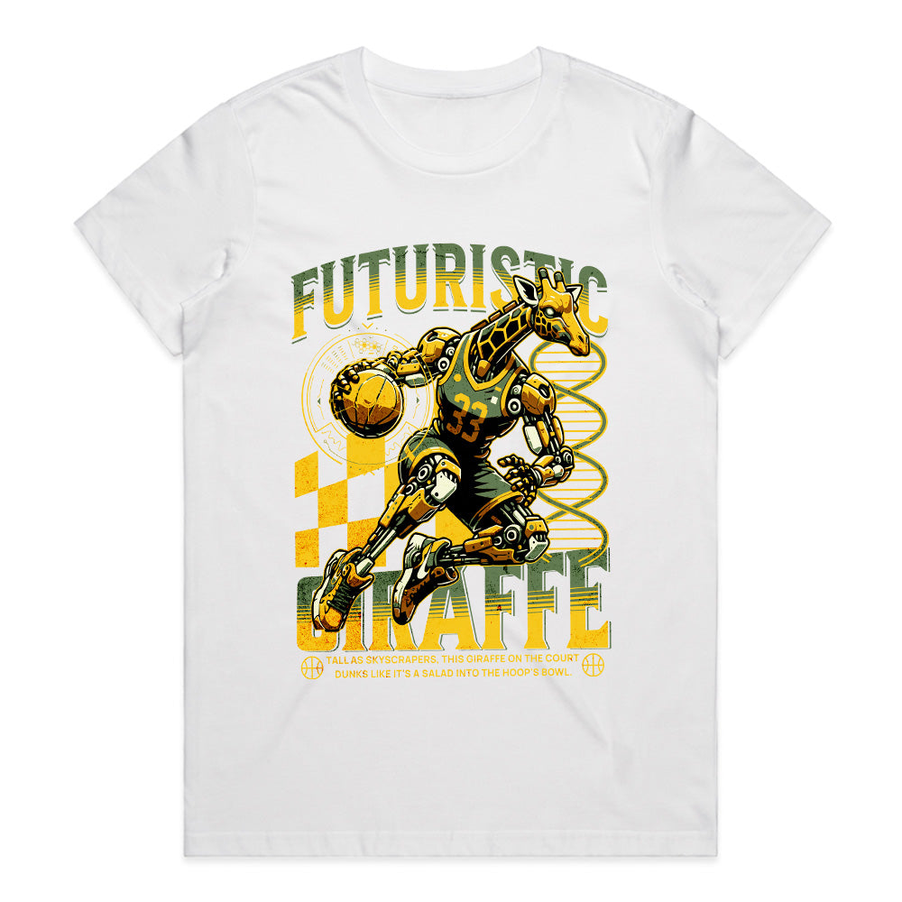 Cyber Slam: Futuristic Giraffe Dunk Tee