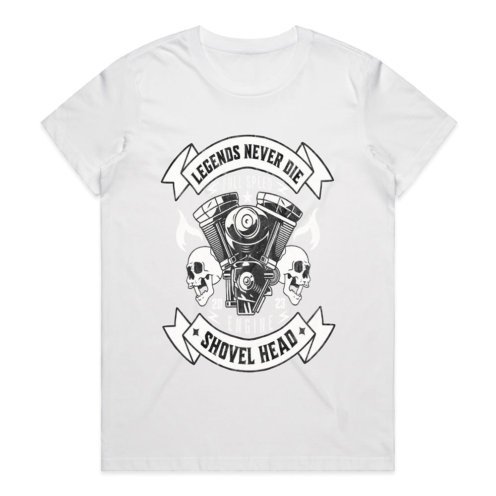 Legends Never Die Shovelhead Engine T-Shirt – Full Speed, Forever Free