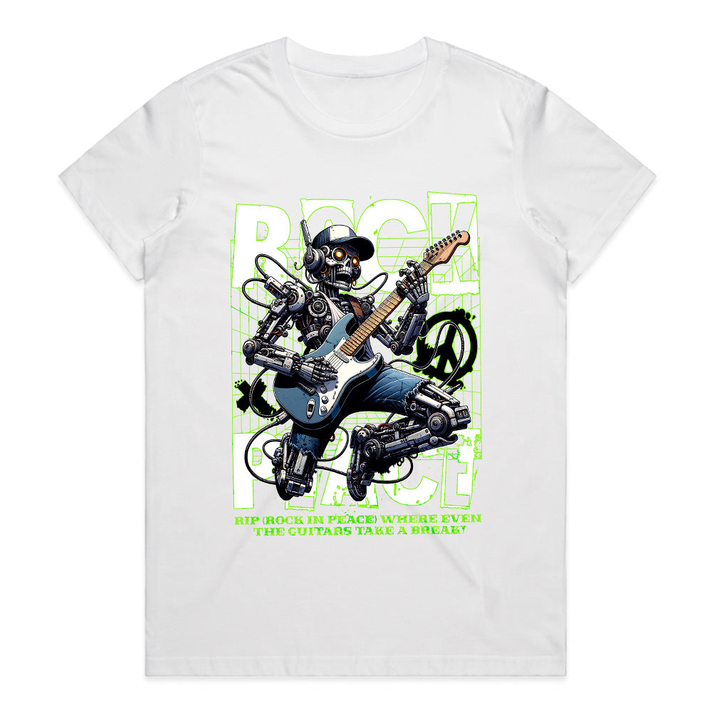 Rock Peace" Cyberpunk Skeleton Guitarist Tee