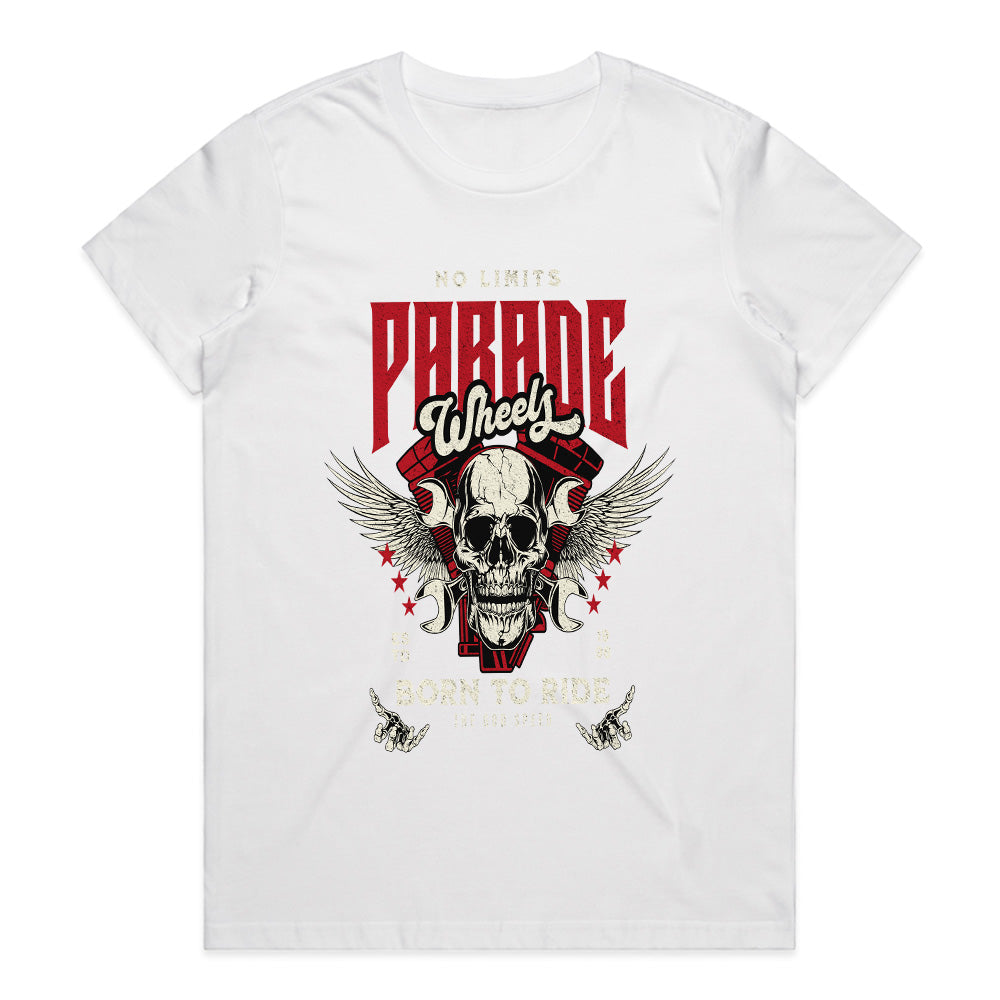 Parade Wheels Biker T-Shirt – No Limits, Born to Ride