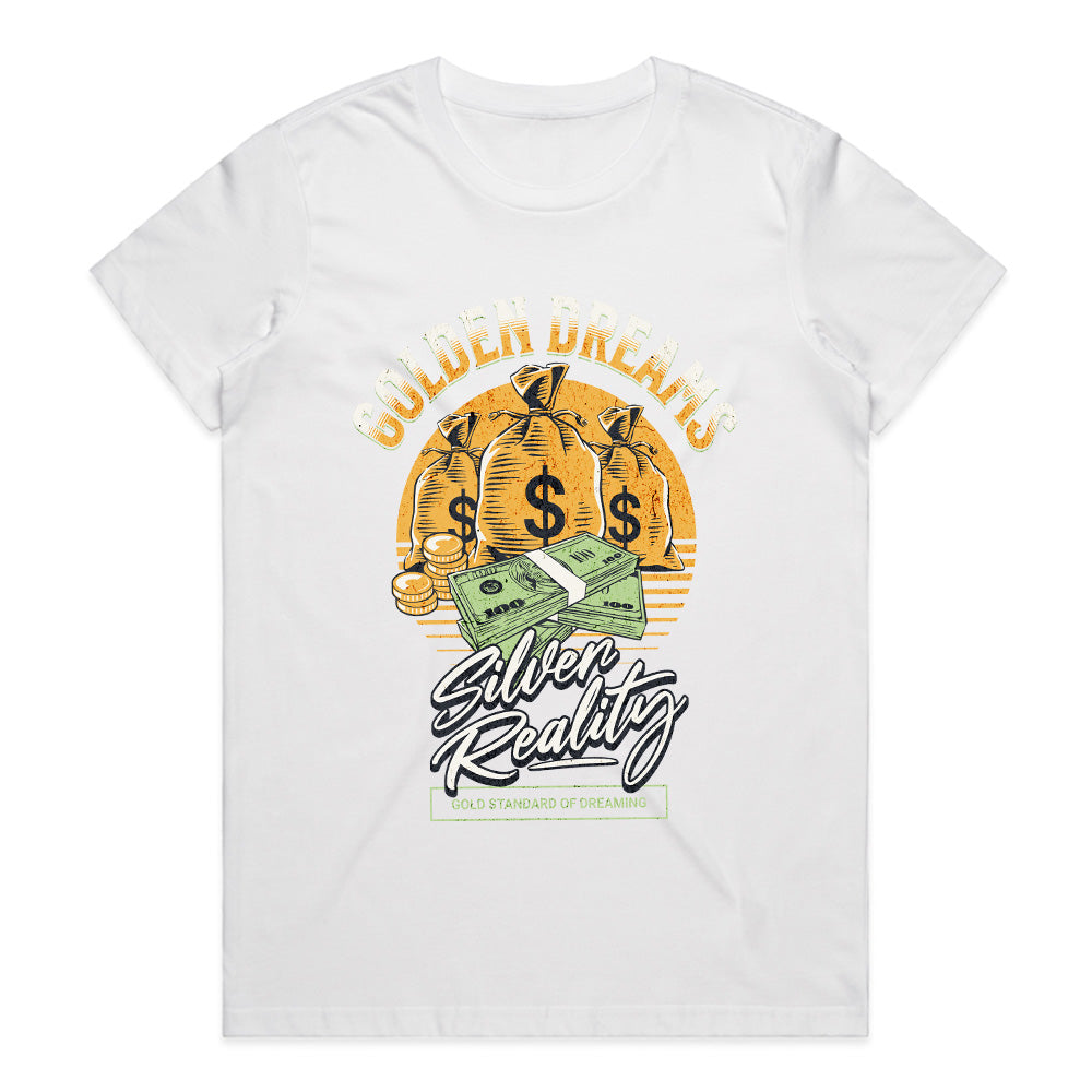 Golden Dreams, Silver Reality" Wealth Manifestation Tee