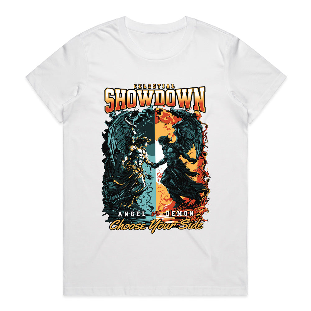 Celestial Showdown: Angel vs Demon Battle Tee