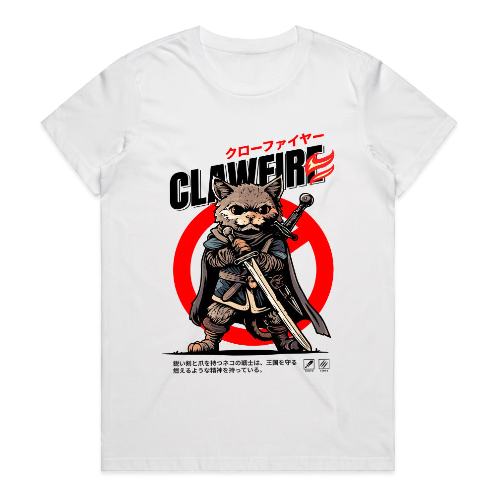 Clawfire Warrior: Feline Blade Master Tee