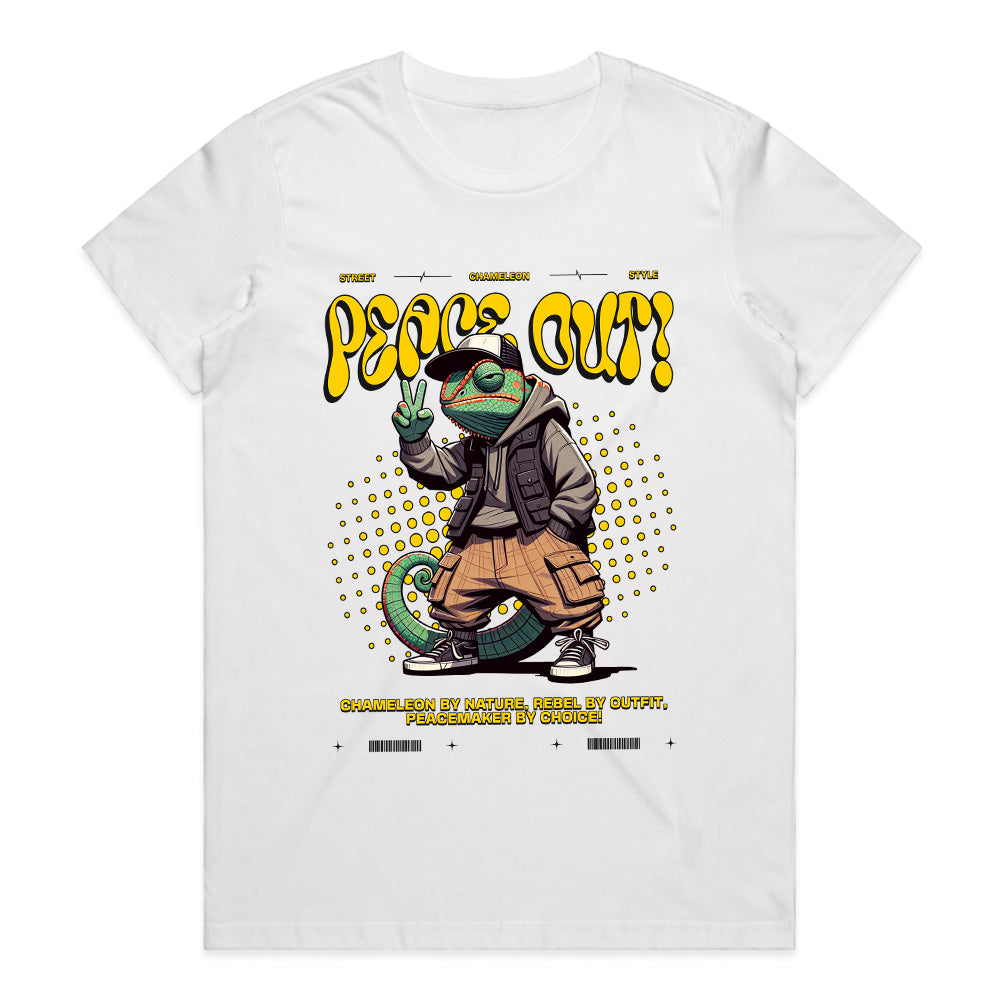 Peace Out Chameleon" Street Style Rebel Tee