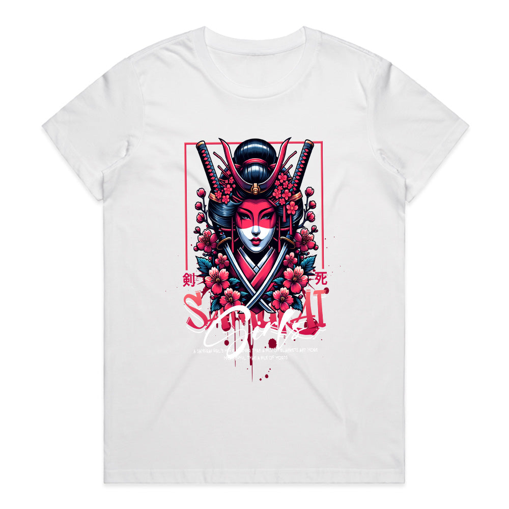 Crimson Sakura Samurai: Femme Warrior Tee