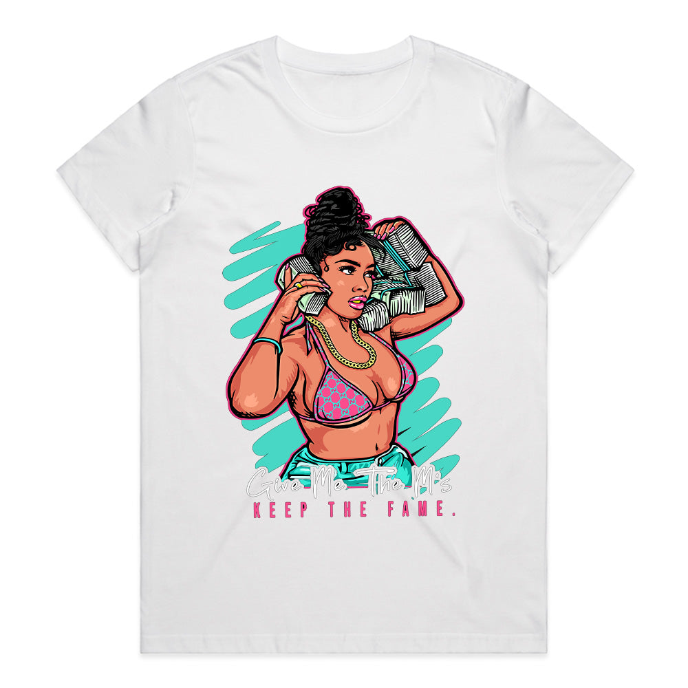 Give Me The M's: Keep The Fame – Hustle Queen Graphic Tee