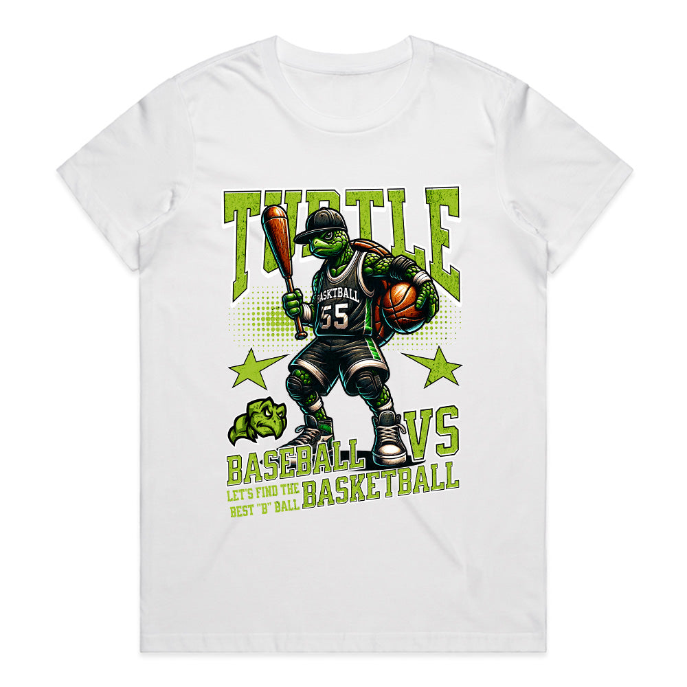 Turtle Showdown: Baseball vs Basketball Tee