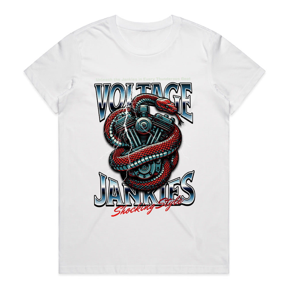 Voltage Junkies Biker T-Shirt – Shocking Style, Electrifying Power