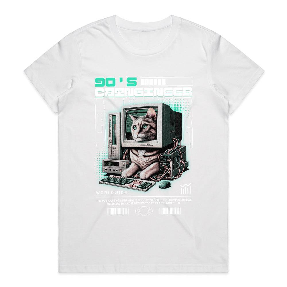 Retro Catngineer: 90’s Techno Kitty Tee