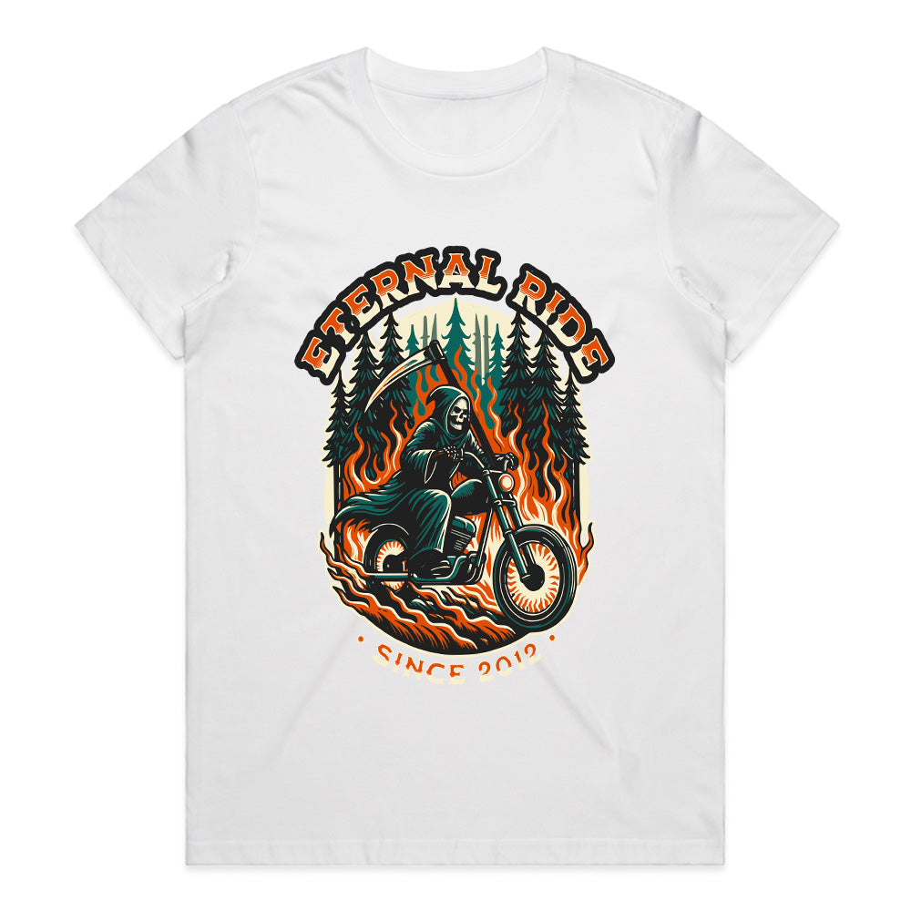 Eternal Ride – Grim Reaper Biker Flames T-Shirt