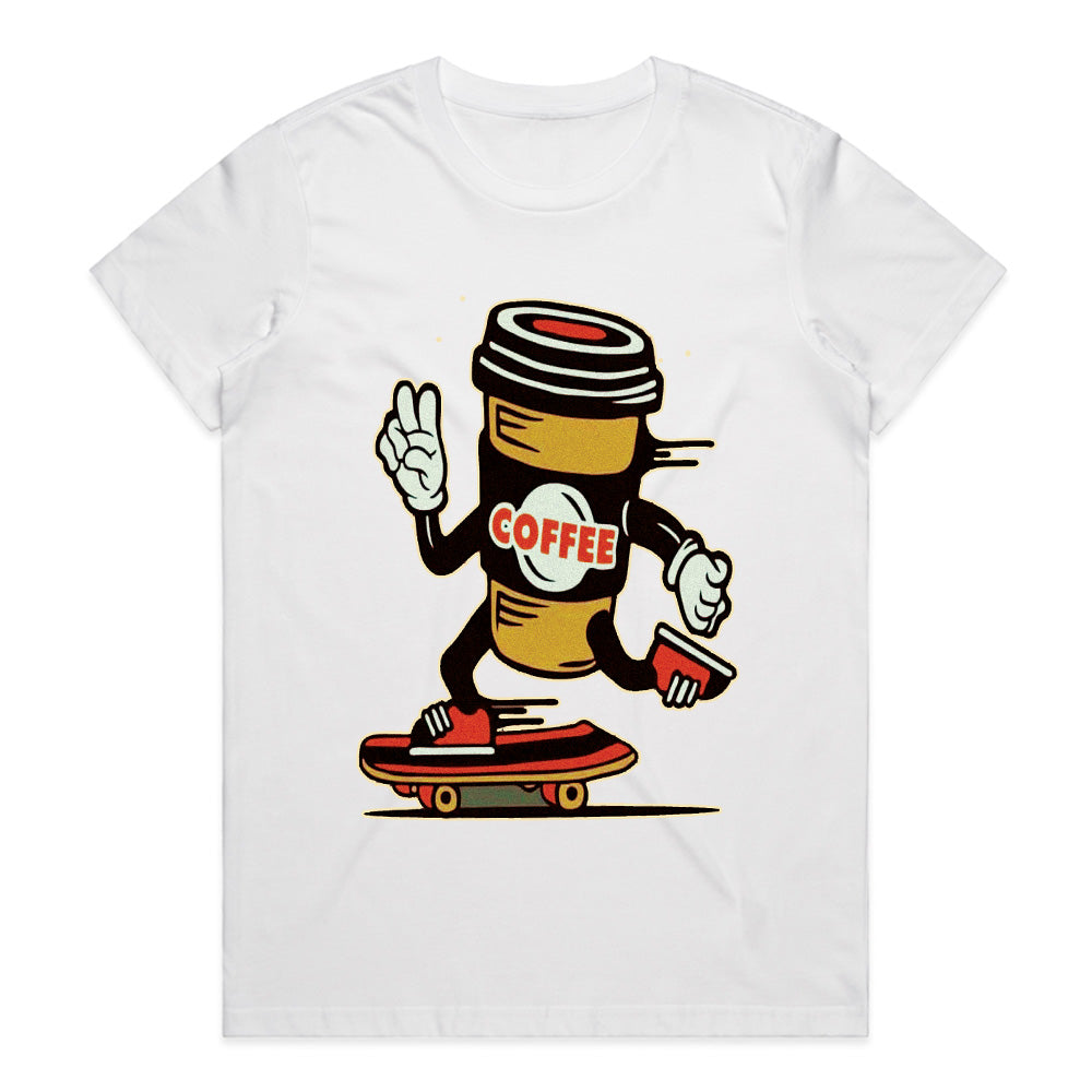 Caffeine Cruiser: Skate & Sip Coffee Tee