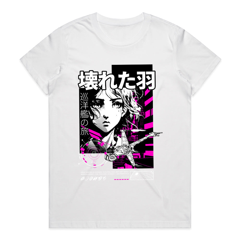 Broken Wings – Neon Odyssey Anime Tee