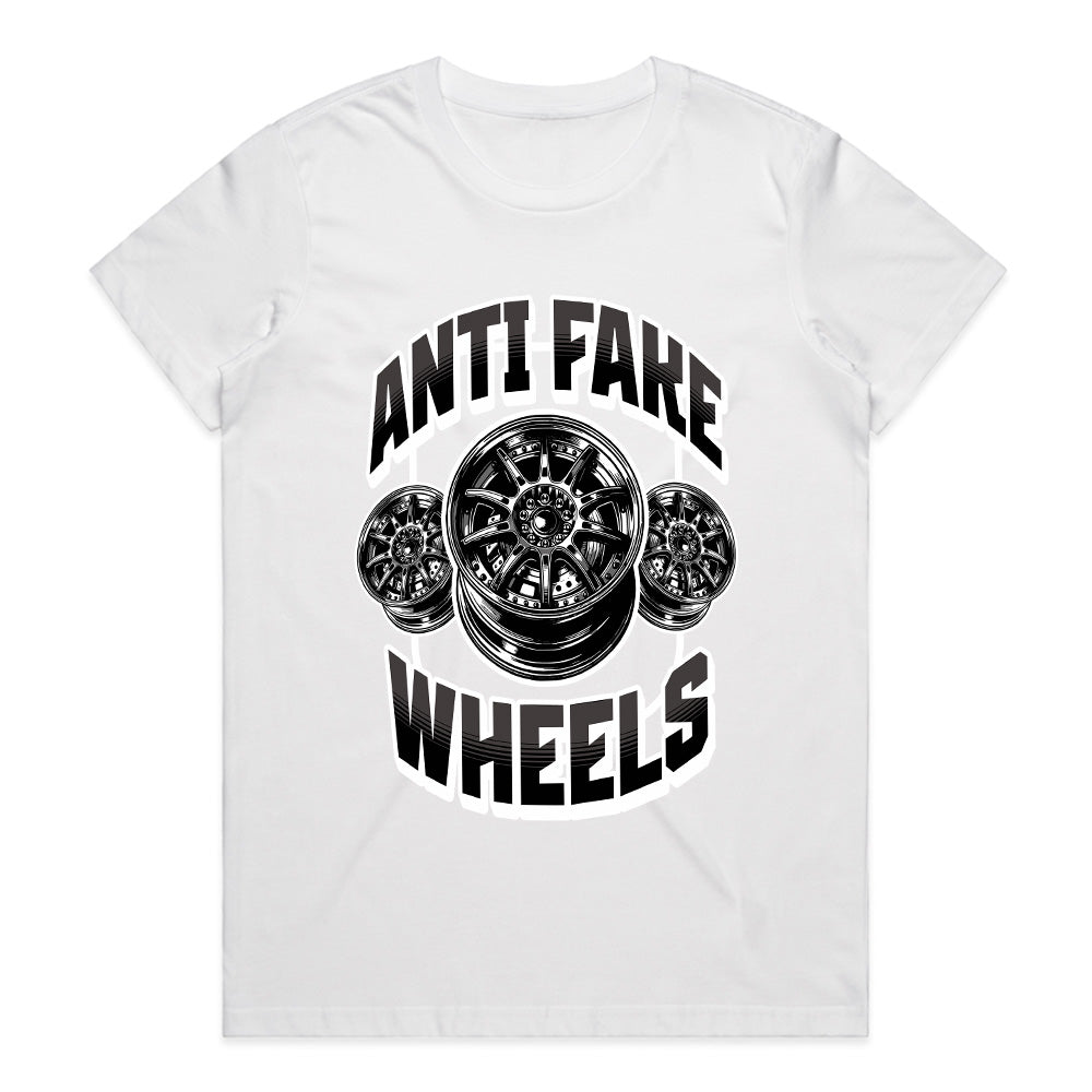 Anti Fake Wheels Car Enthusiast T-Shirt – Authentic Rims Only Edition