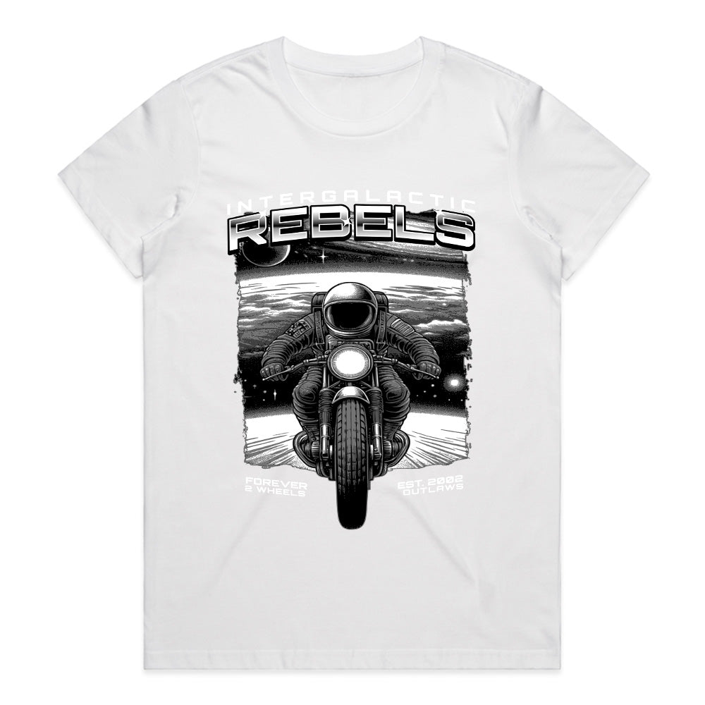 Intergalactic Rebels – Cosmic Motorcycle Outlaw T-Shirt