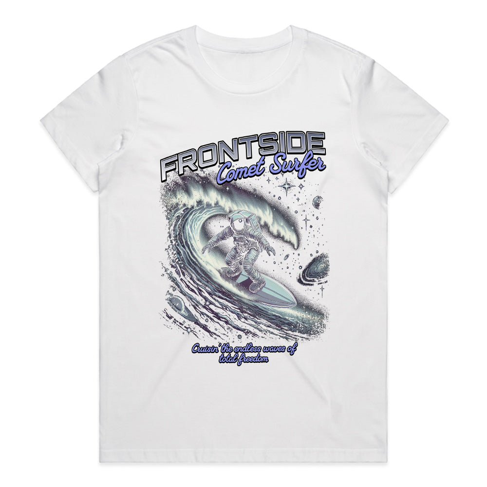 Frontside Comet Surfer: Galactic Wave Rider Tee